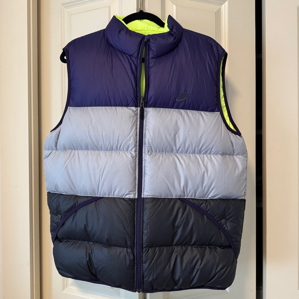 Rare Y2K Nike Reversible Puffer Vest Neon Purple Black L